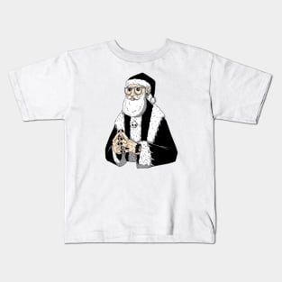 Funny Goth Santa Cartoon Kids T-Shirt